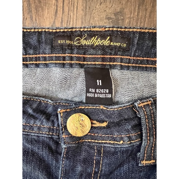 Southpole Womens Retro Y2K Bootcut Jeans Size 11 Mid Rise Faded Blue Embroidered - Picture 6 of 11